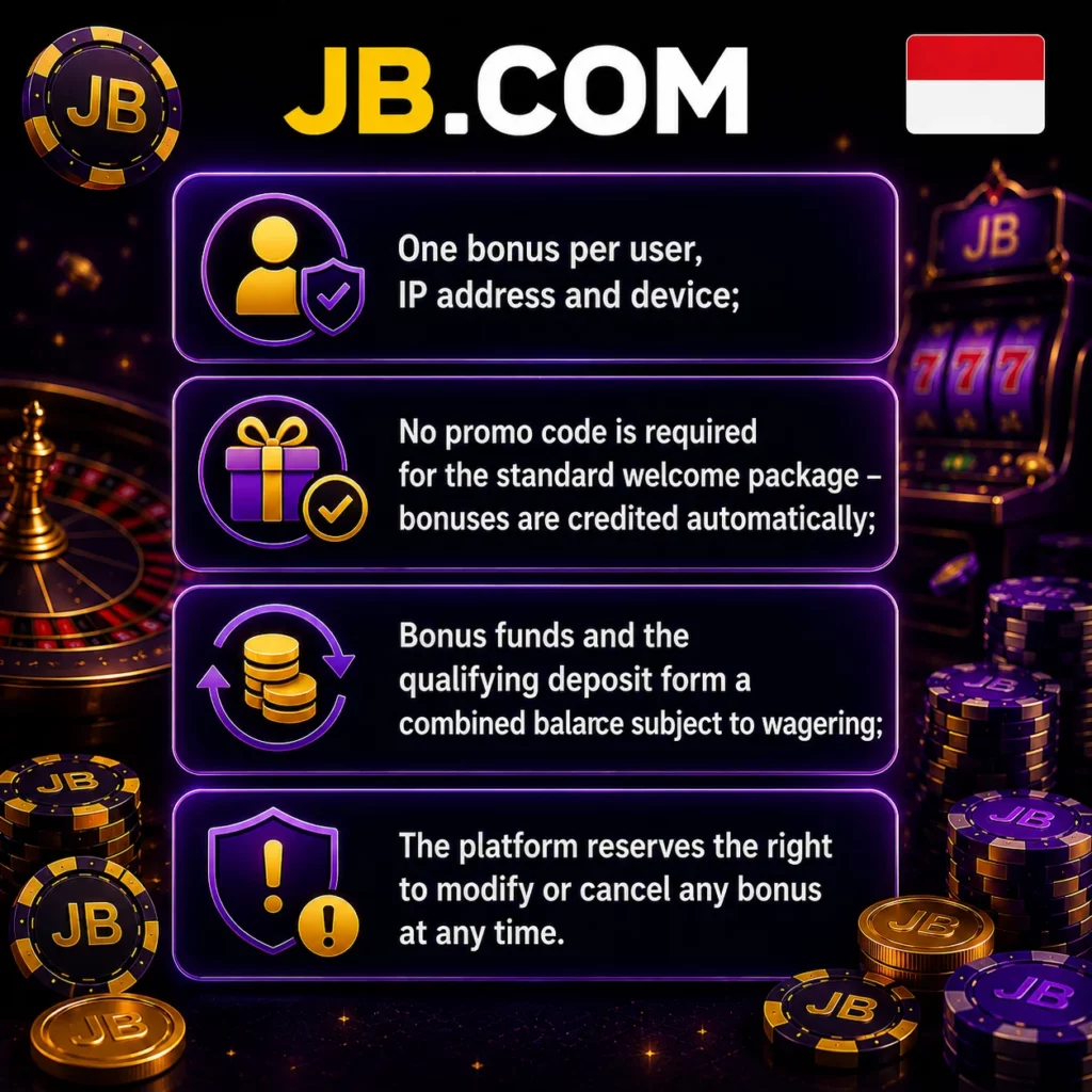 JB.COM bonus rules illustration with welcome package terms